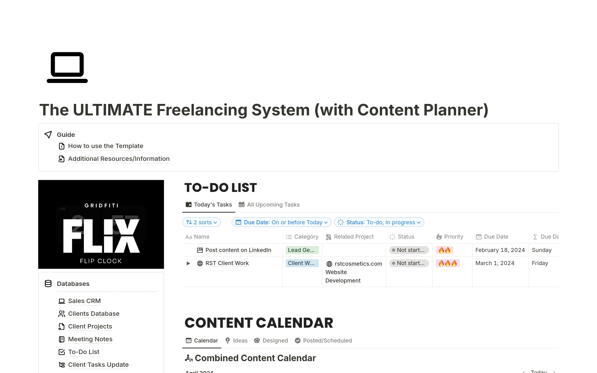 A template preview for The ULTIMATE Freelancing System