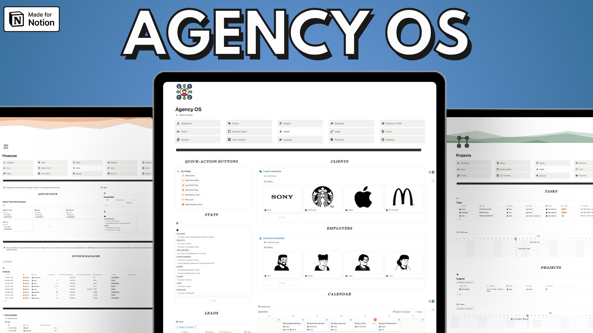 Agency OS is your all-in-one business management solution, designed to streamline operations and enhance productivity for your agency. With features ranging from client and employee pages to project tracking and financial oversight, Agency OS upgrades your business.