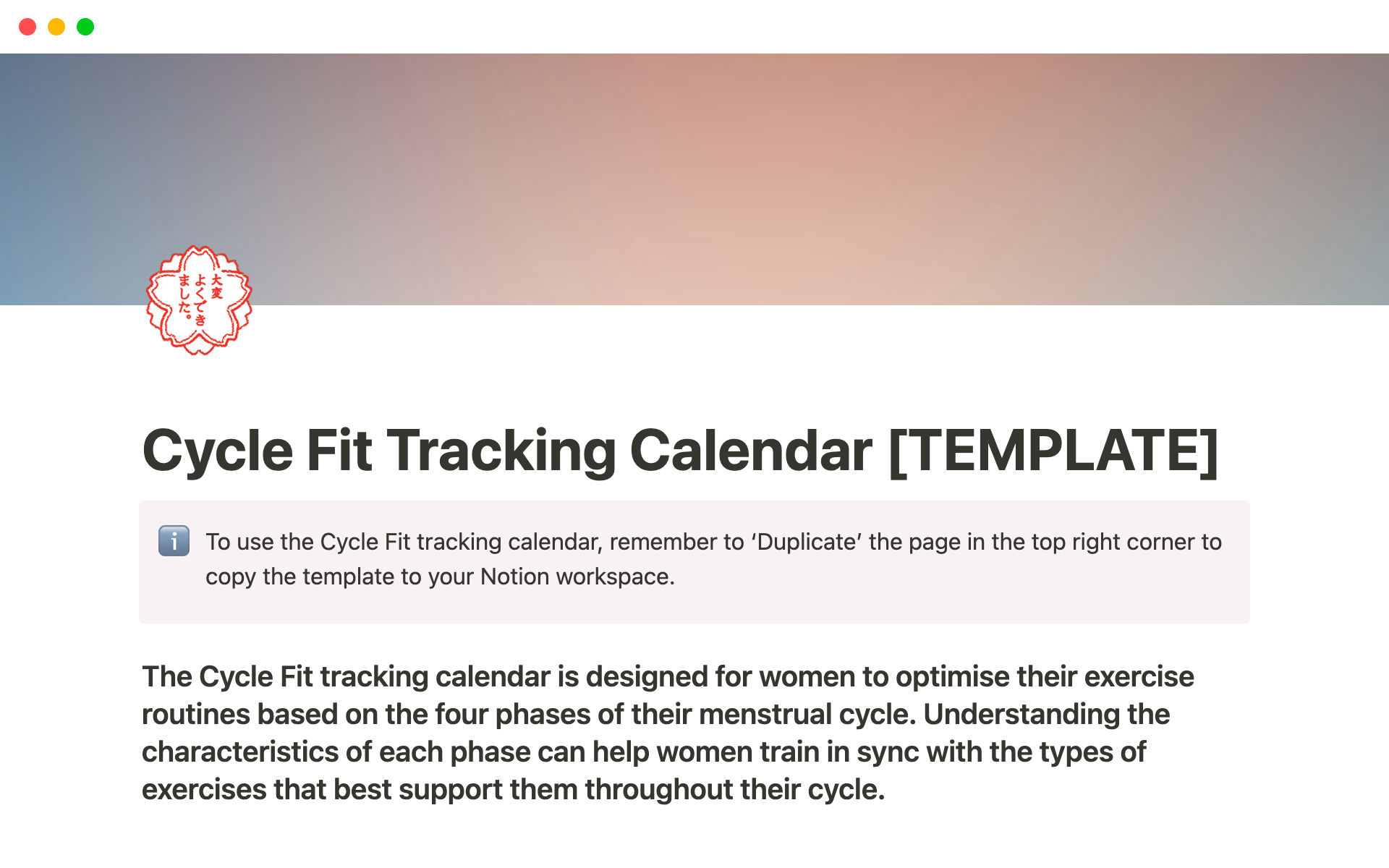 A template preview for Cycle Syncing Fitness Tracker - Train in Tune with Your Natural Rhythms