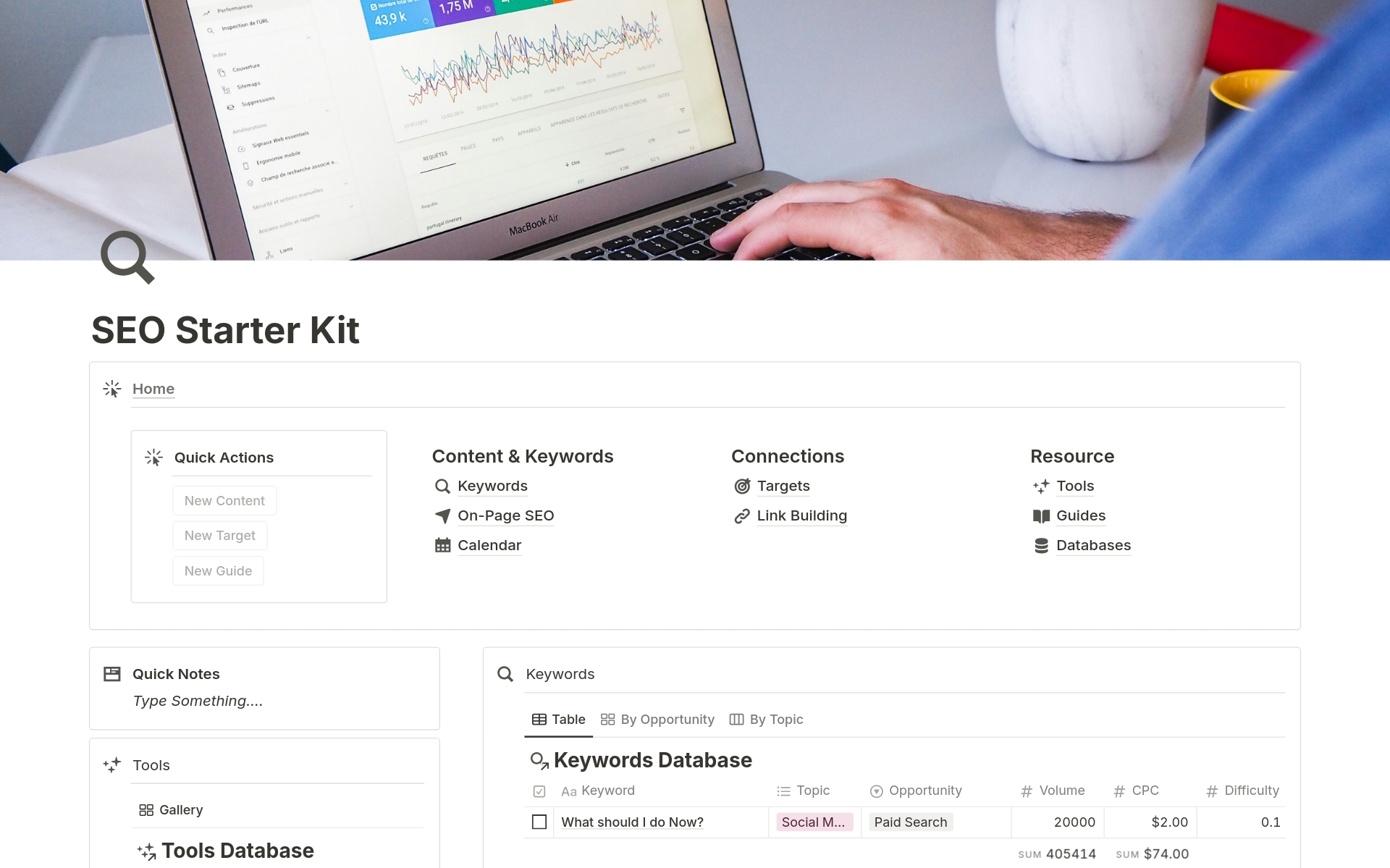 A template preview for SEO Starter Kit 