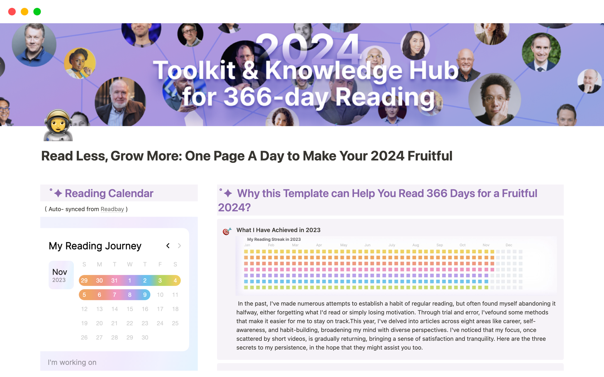 Get ready for the 2024 366-Day Reading Challenge: A collection of 200+ articles from great minds in 8 categories,one page a day to push your boundaries. 