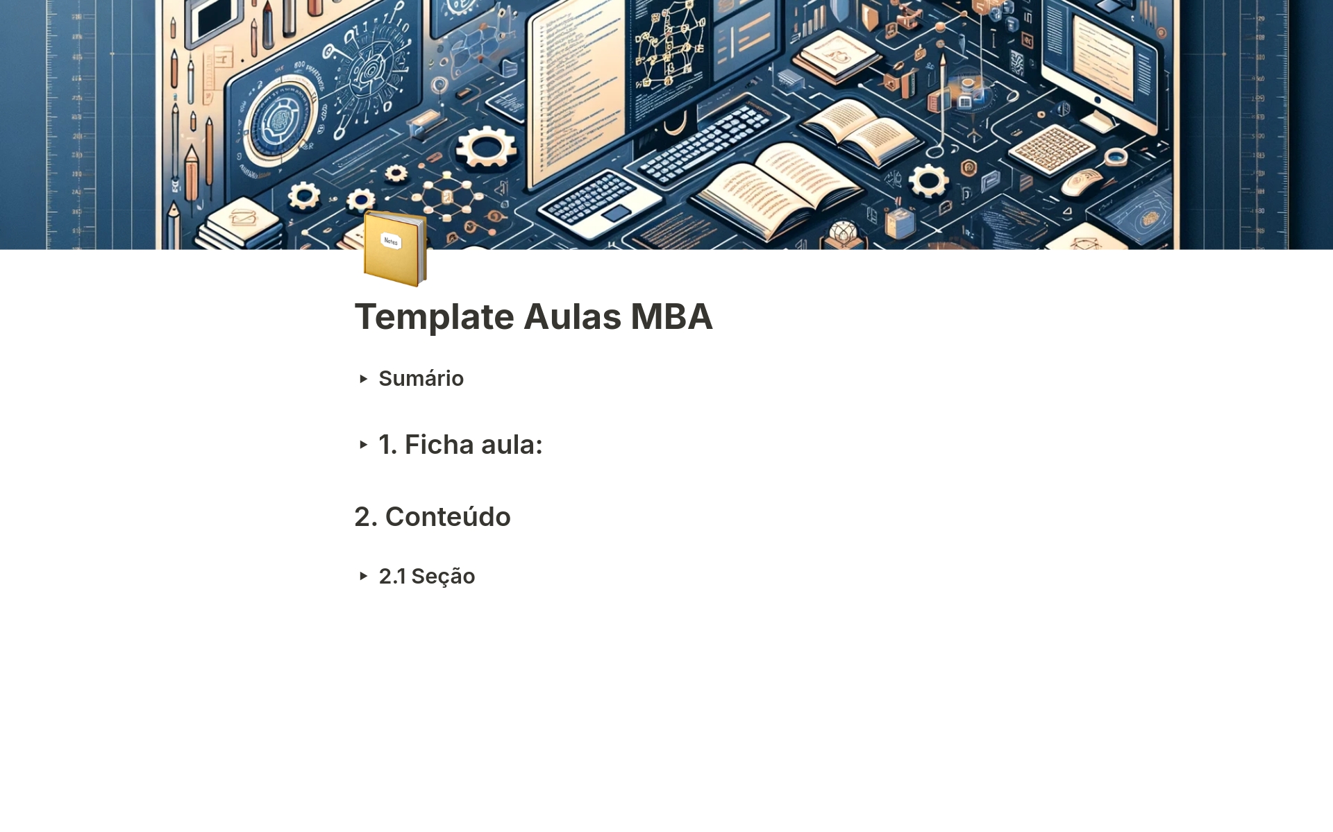 A template preview for Aulas MBA