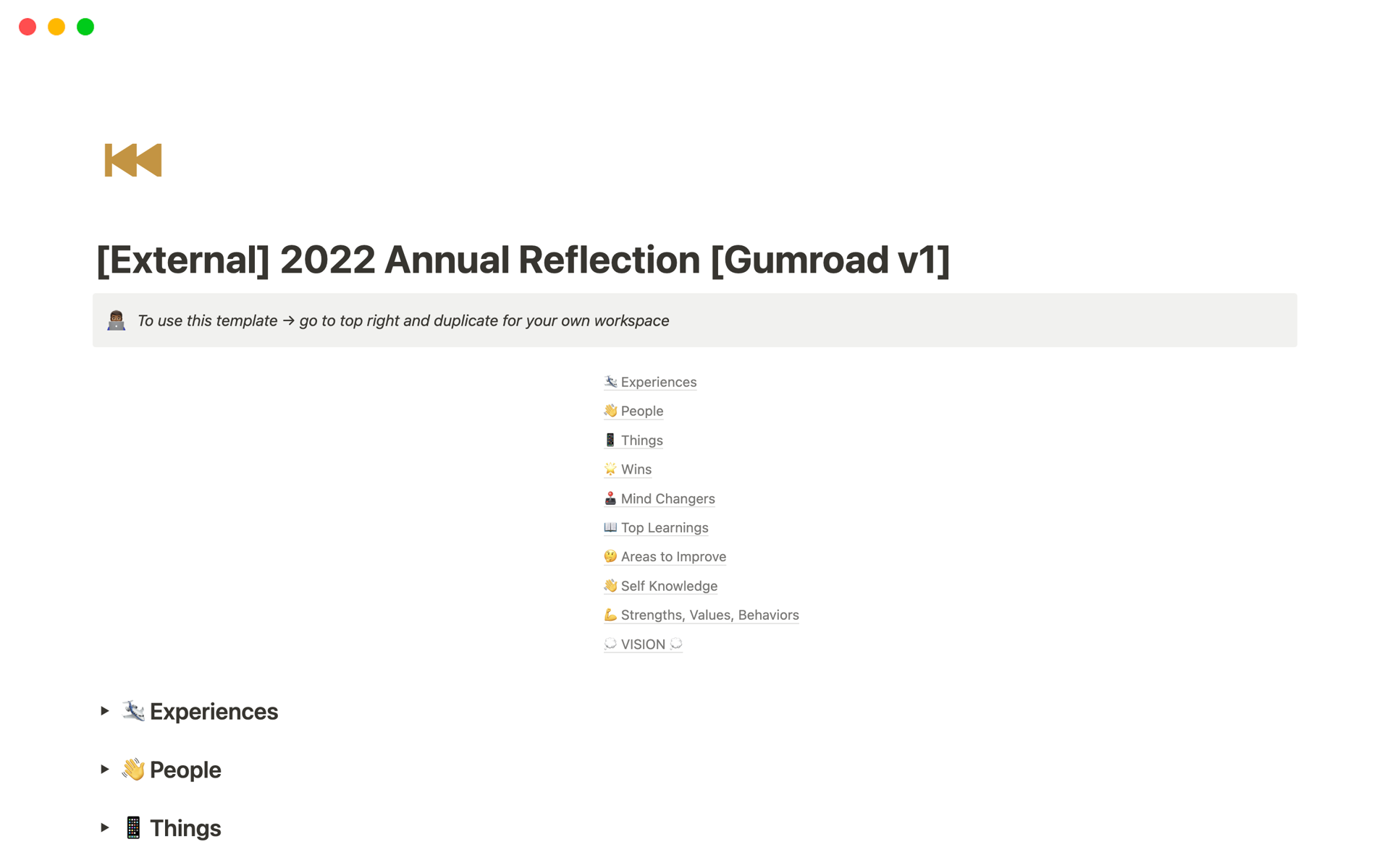 A template preview for [External] 2022 Annual Reflection [Gumroad v1]