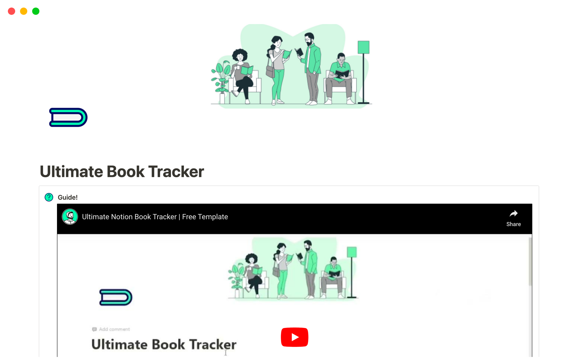 A template preview for Ultimate Book Tracker