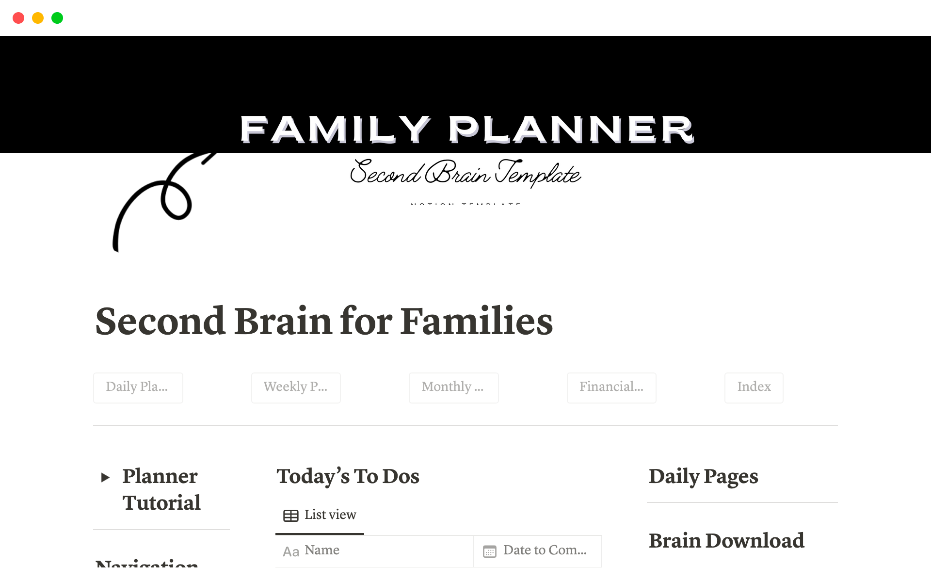 A template preview for Ultimate Family Planner: All in One Notion Template and Life Planner for Families