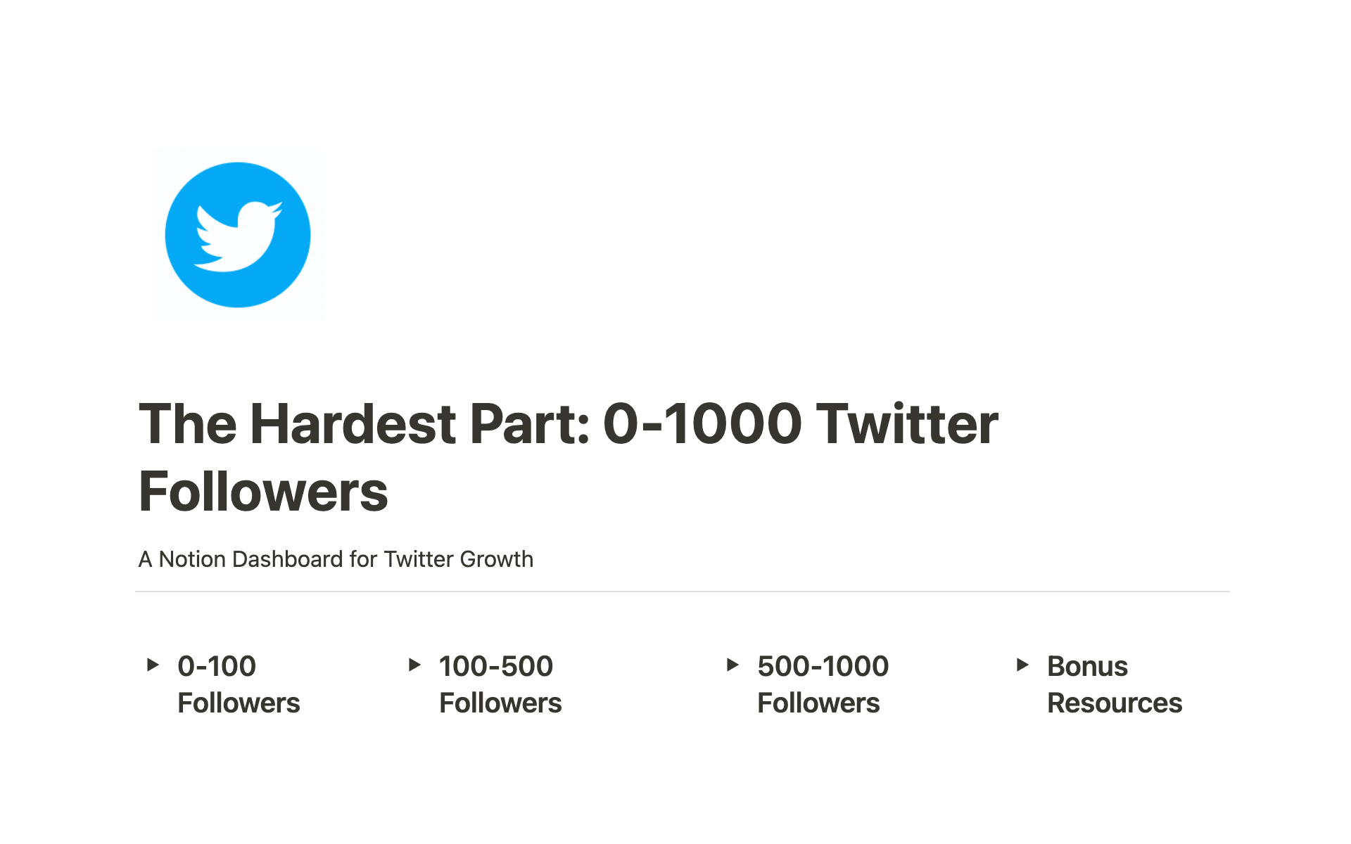 A Notion Dashboard to help you through the hardest part of your Twitter journey