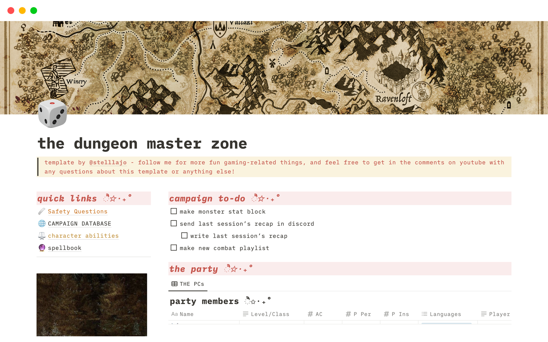 A template preview for The dungeon master zone