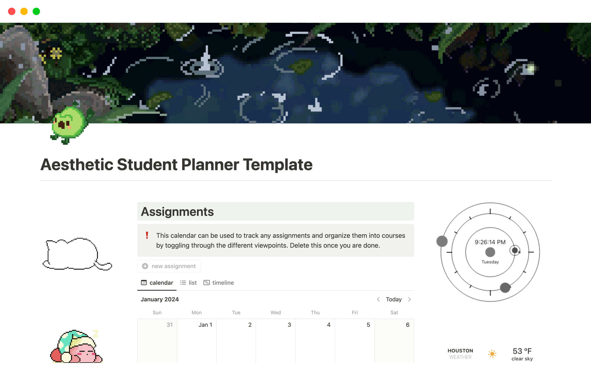 A template preview for Aesthetic Student Planner