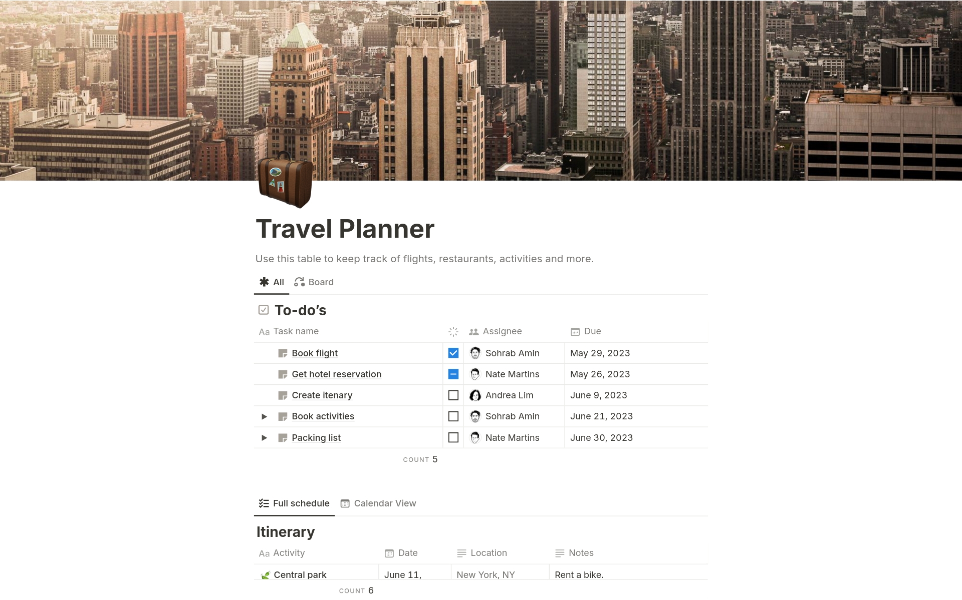 Pull all the essential details about your travel plans into one spot.