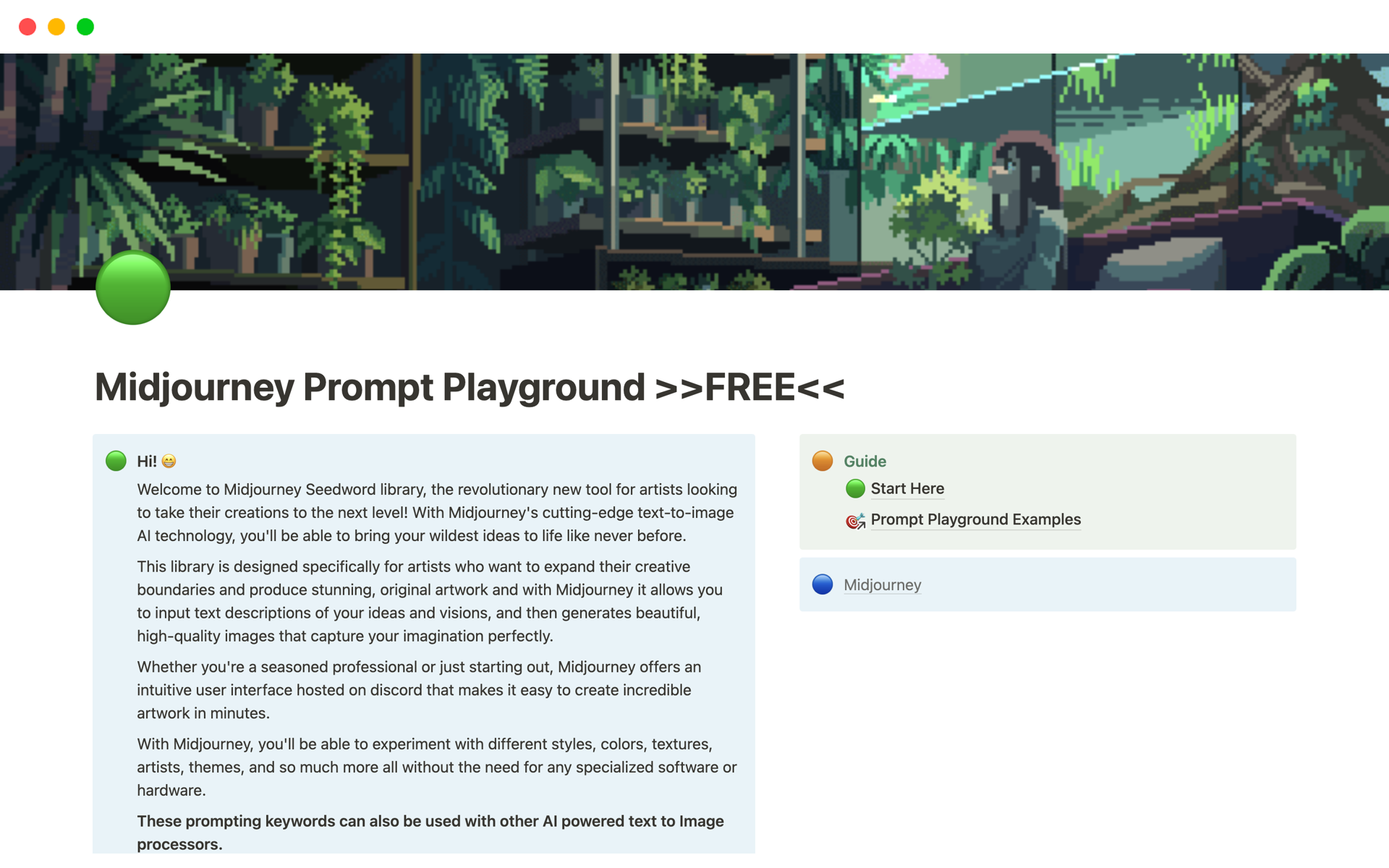 A template preview for Midjourney Prompt Playground
