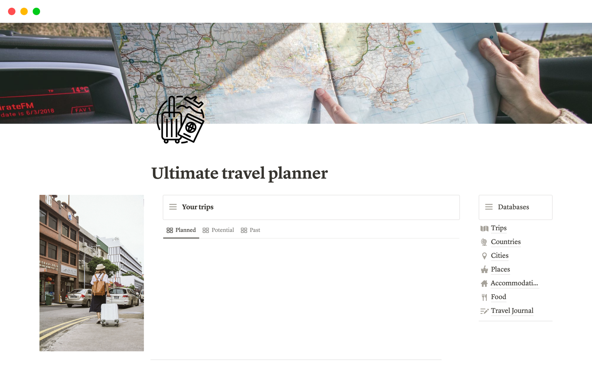 A template preview for Ultimate travel planner
