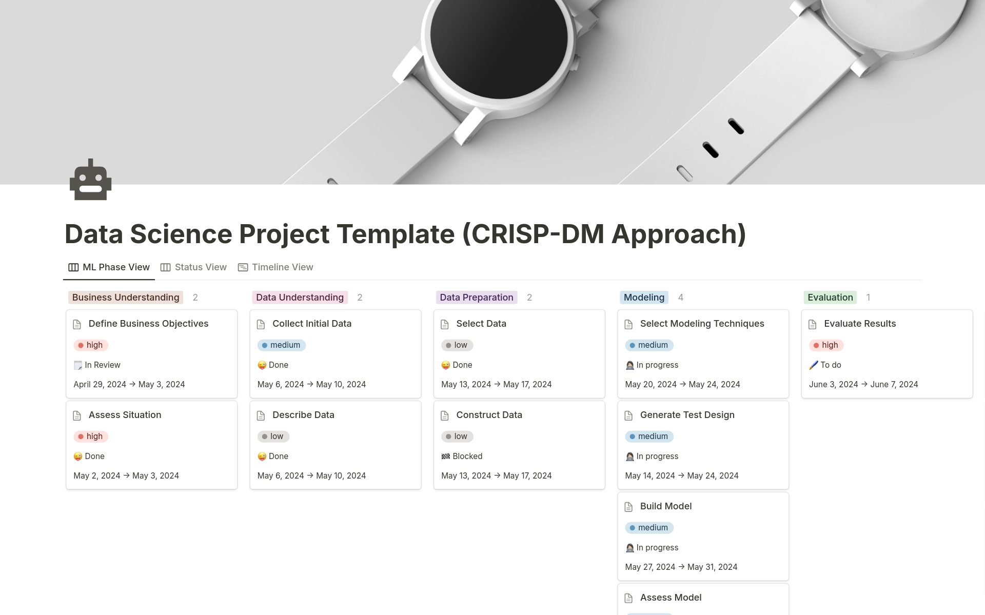 A template preview for Data Science Project (CRISP-DM Approach)