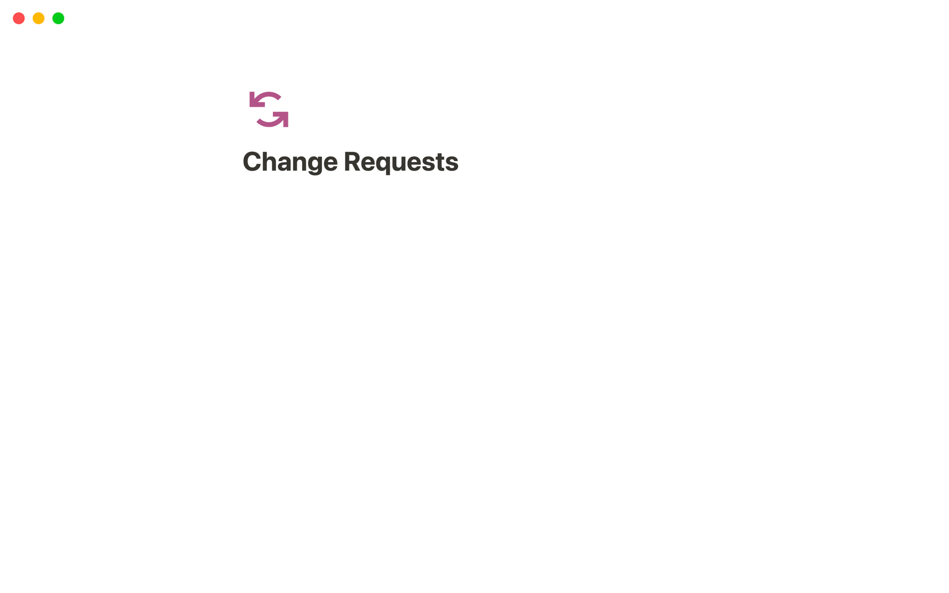 A template preview for Change Requests