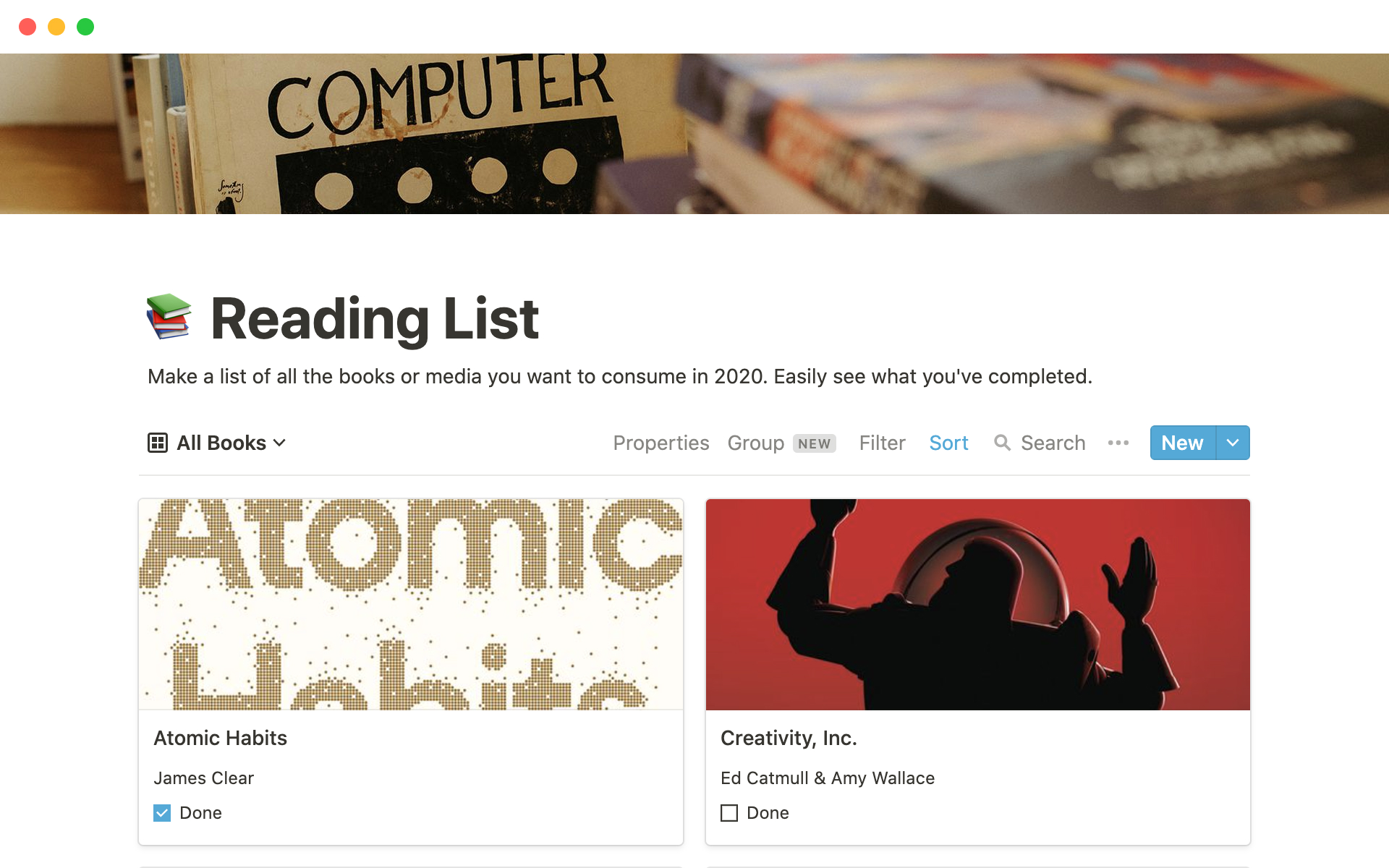 Make a list of all the books or media you want to consume. Easily see what you've completed.