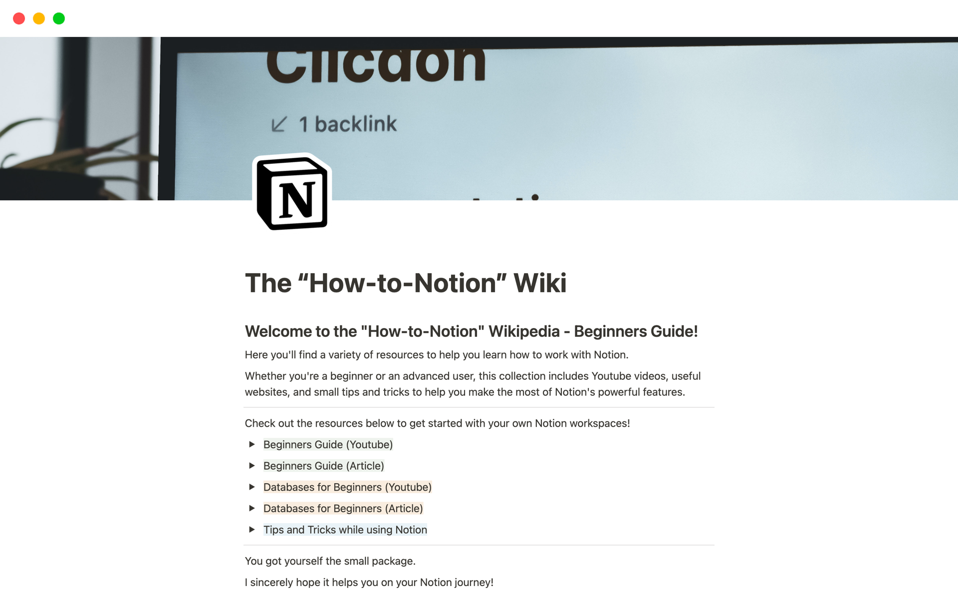 A template preview for The “How-to-Notion” Wiki