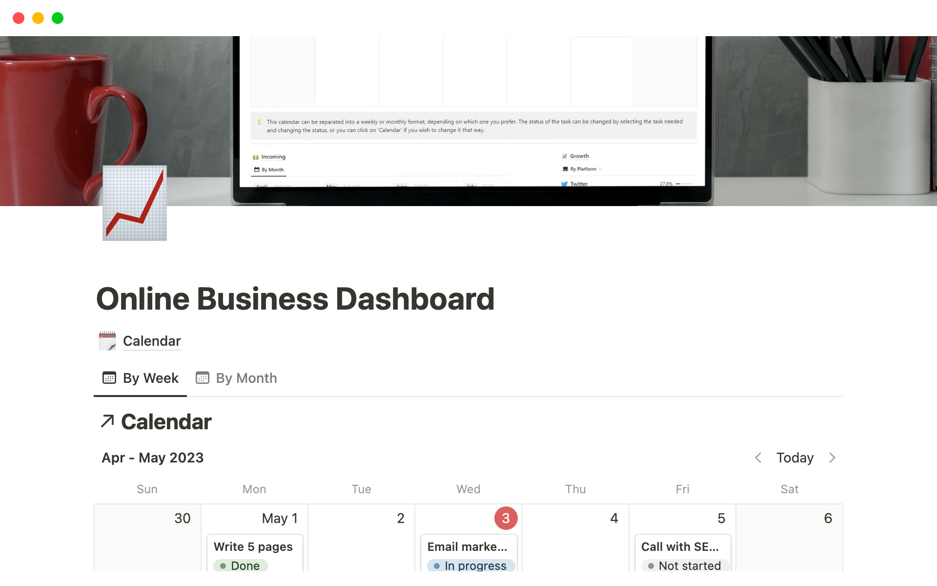 A template preview for Online Business Dashboard