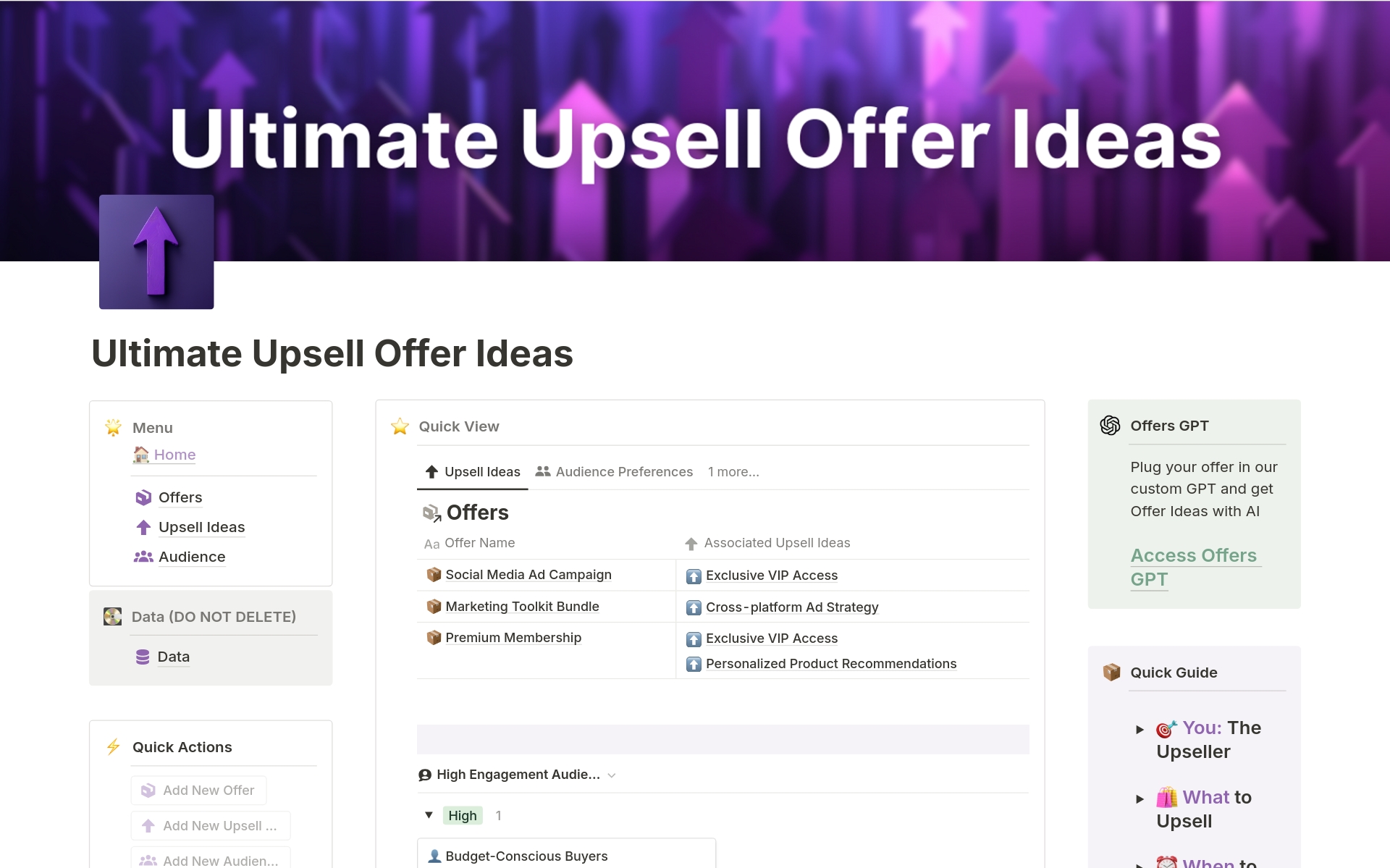 A template preview for Ultimate Upsell Offer Ideas