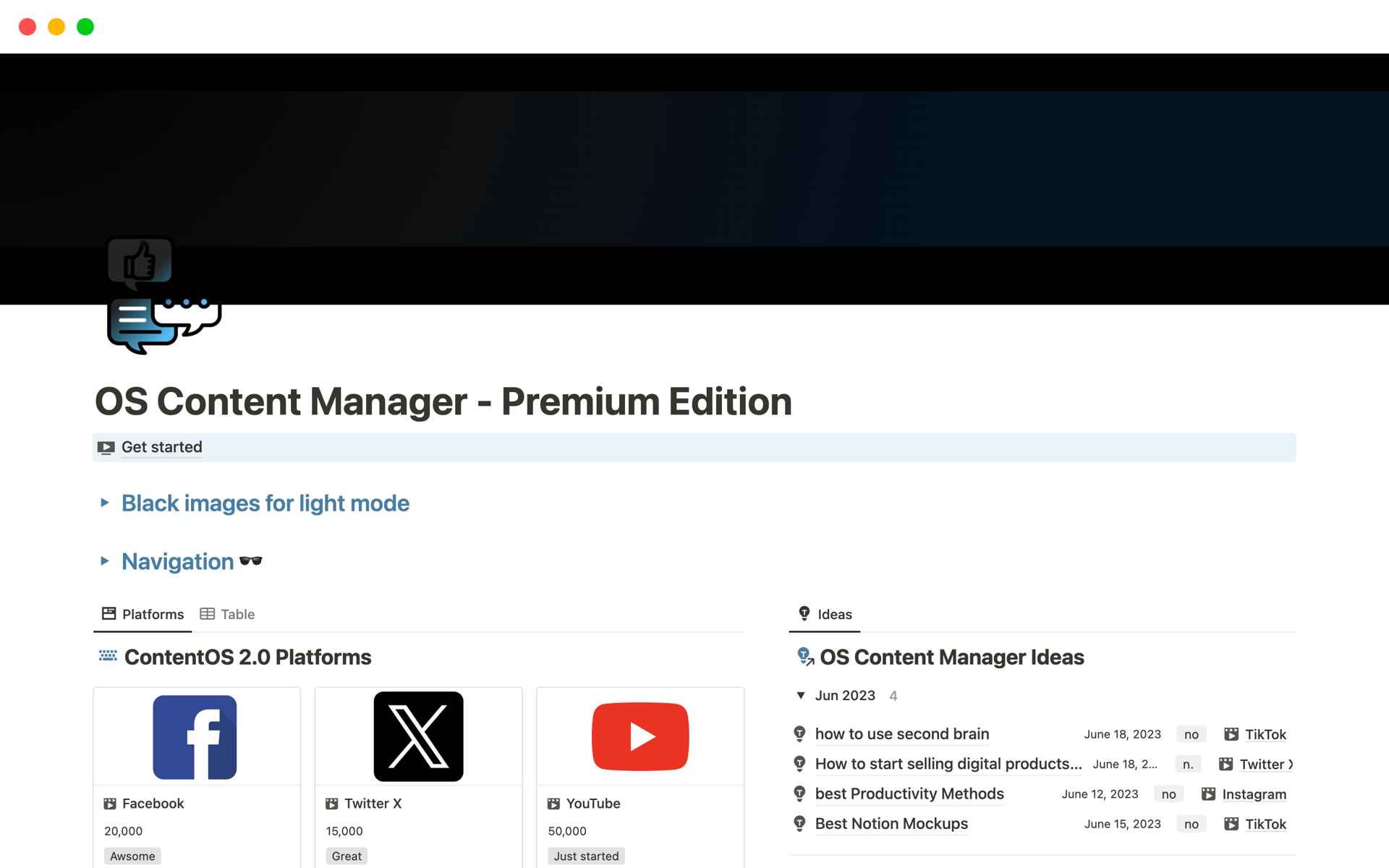 A template preview for OS Content Manager - Premium Edition