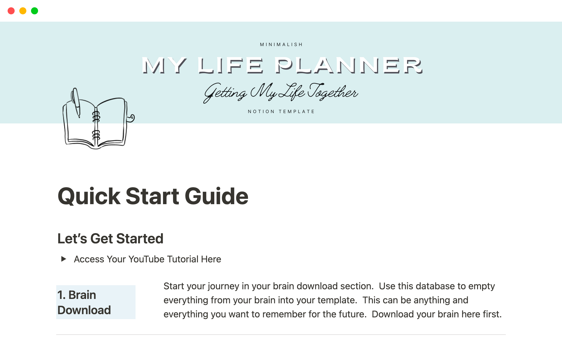A template preview for Get Your Life Together Planner