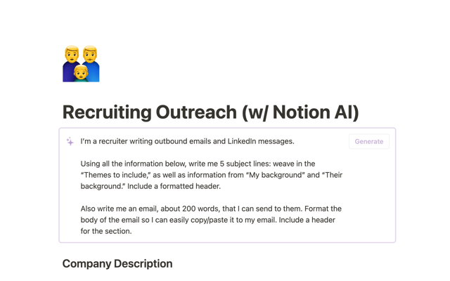 Recruiting Outreach (w/ Notion AI)