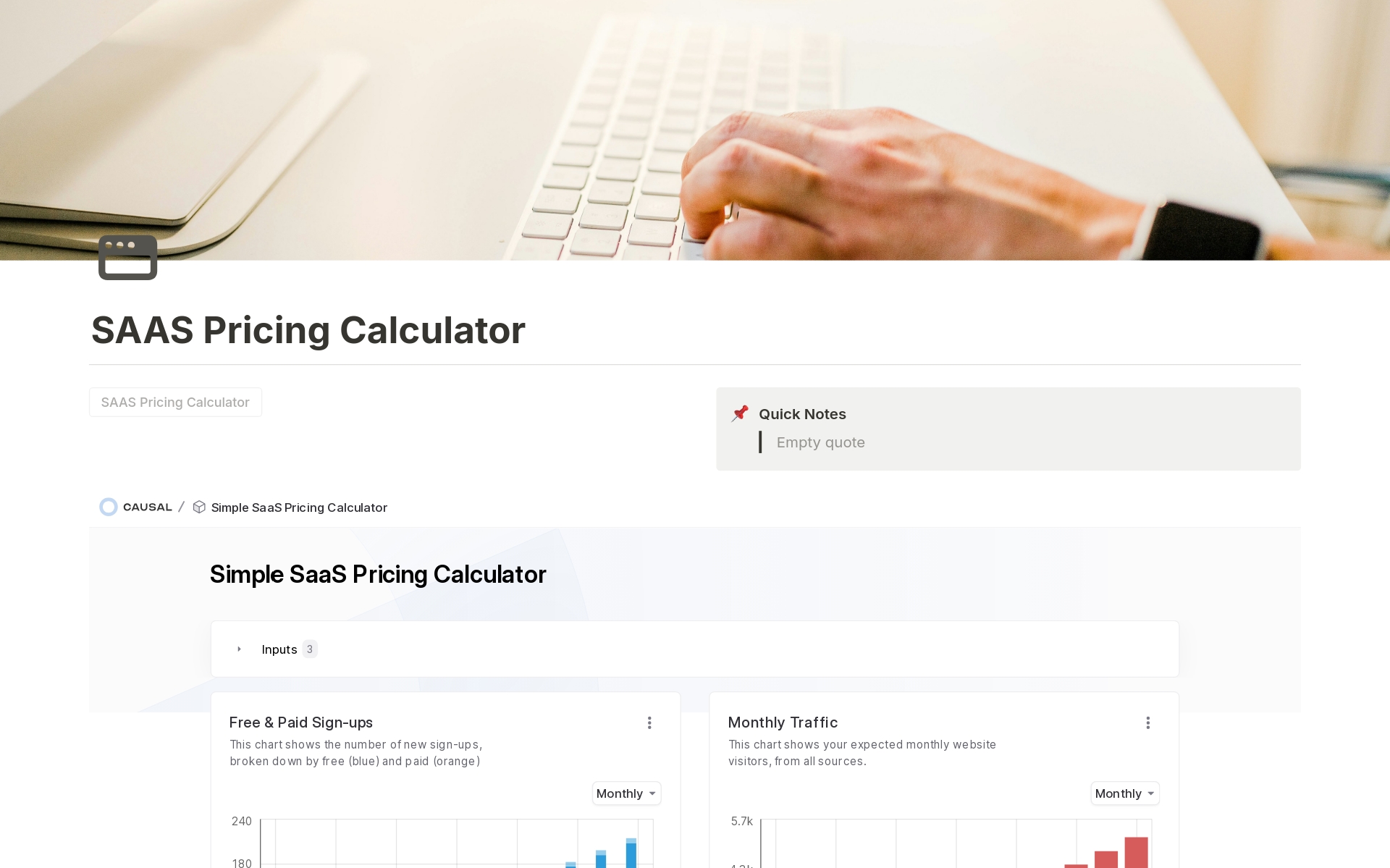 A template preview for SaaS Pricing Calculator