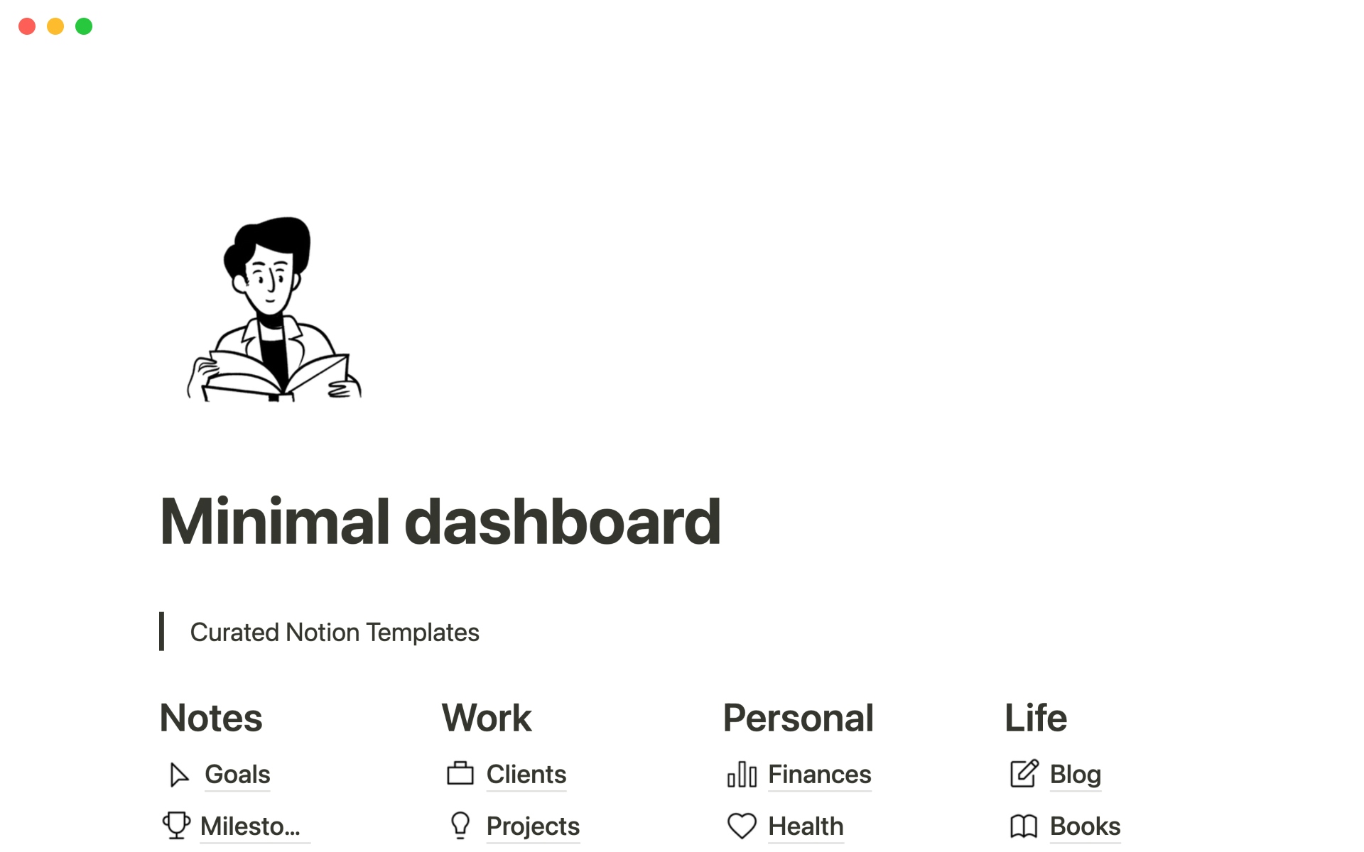 The desktop image for the Minimal dashboard template