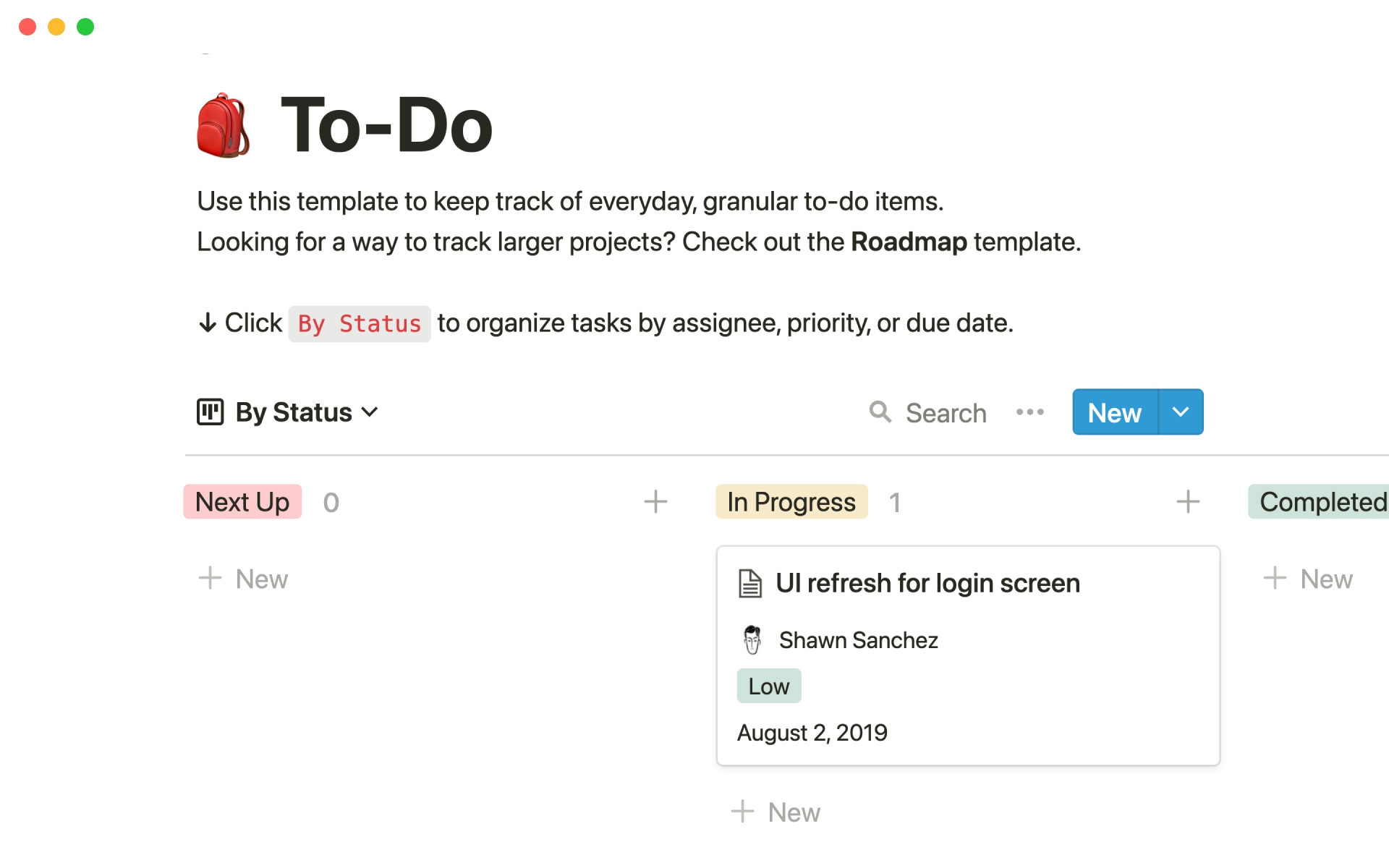 The desktop image for the to-do template