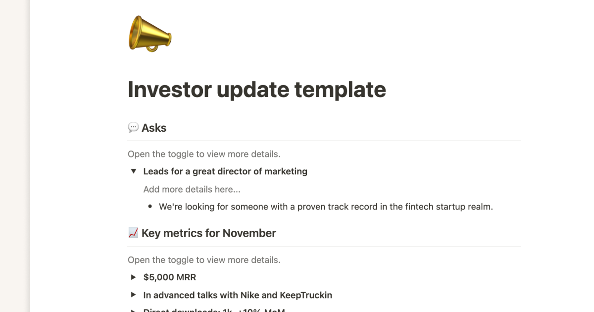 investor update template thumb