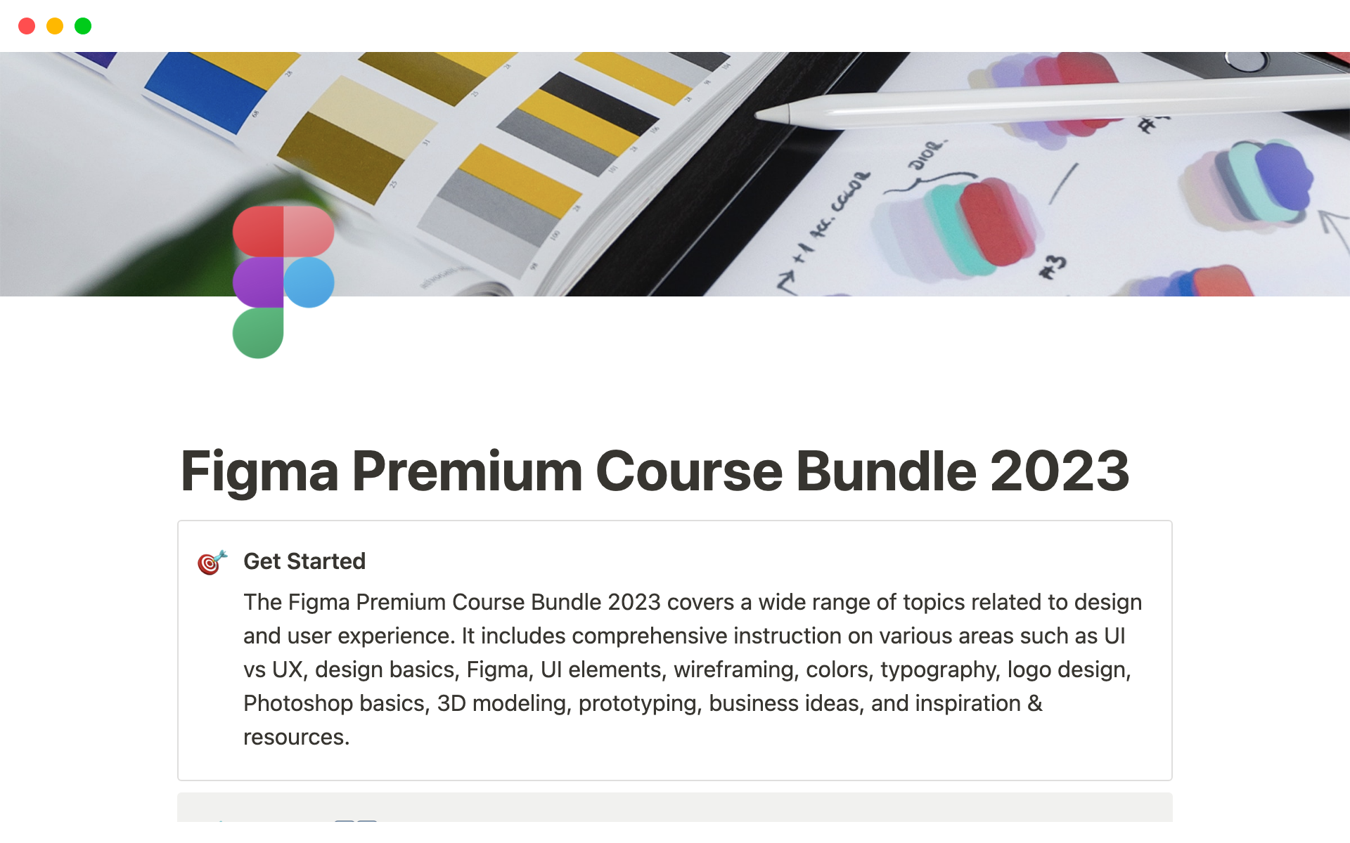 A template preview for Figma Premium Course Bundle 2023