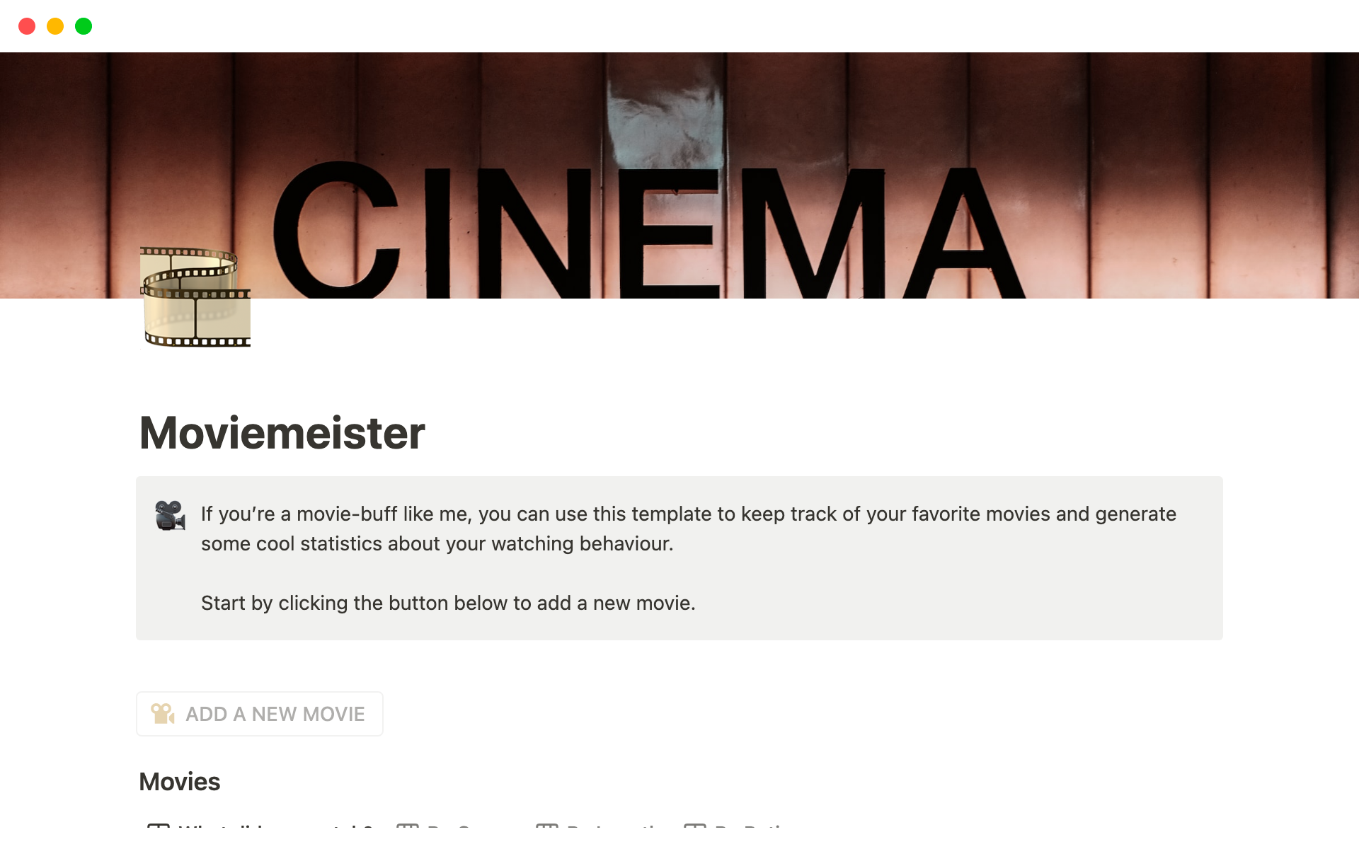 Vista previa de una plantilla para MovieMeister