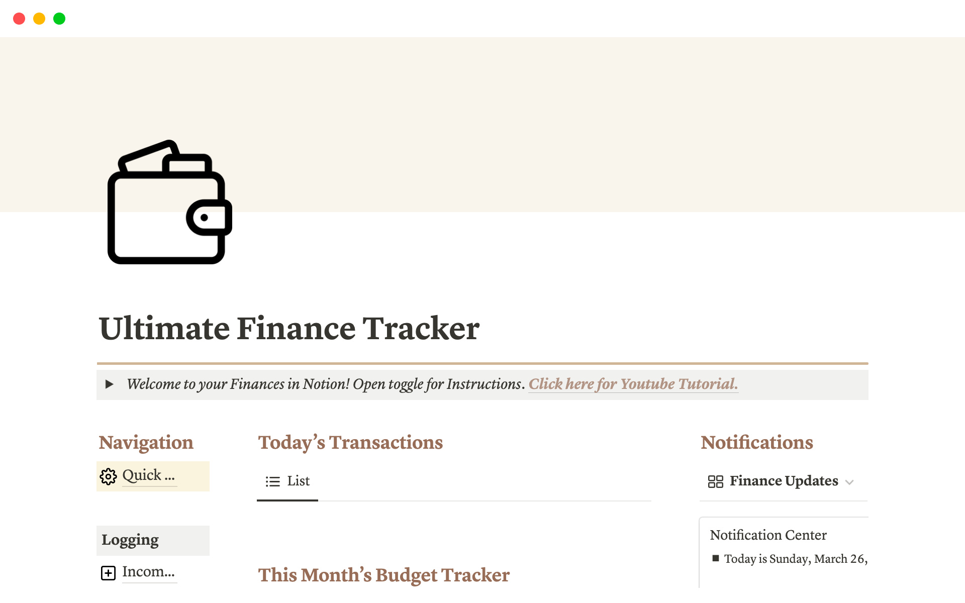 The complete template to manage your finances in Notion: Set monthly & annual budgets, track your income & expenses, link accounts to transactions, and transfer funds from one account to another.