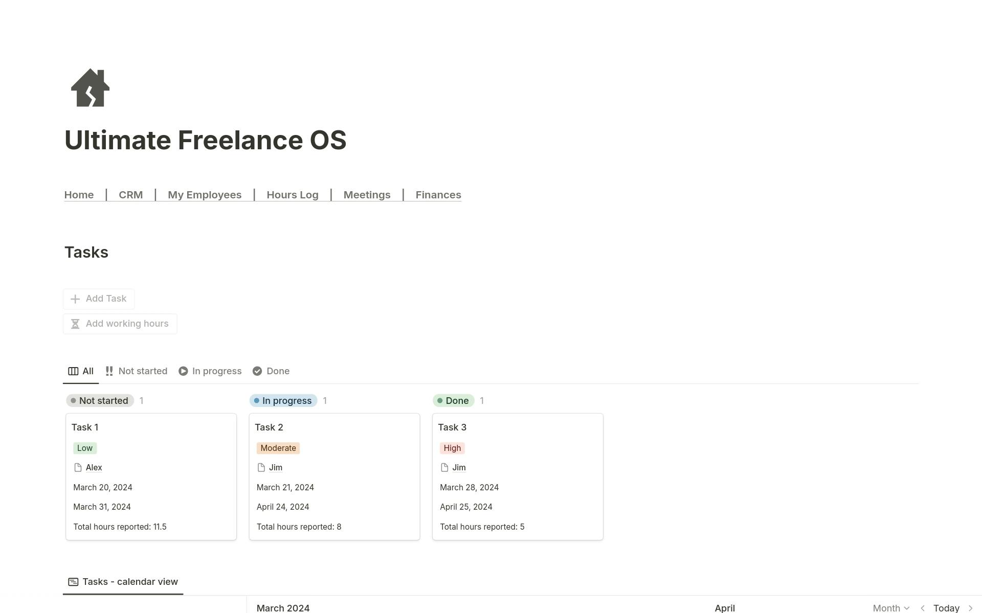 A template preview for Ultimate Freelance OS