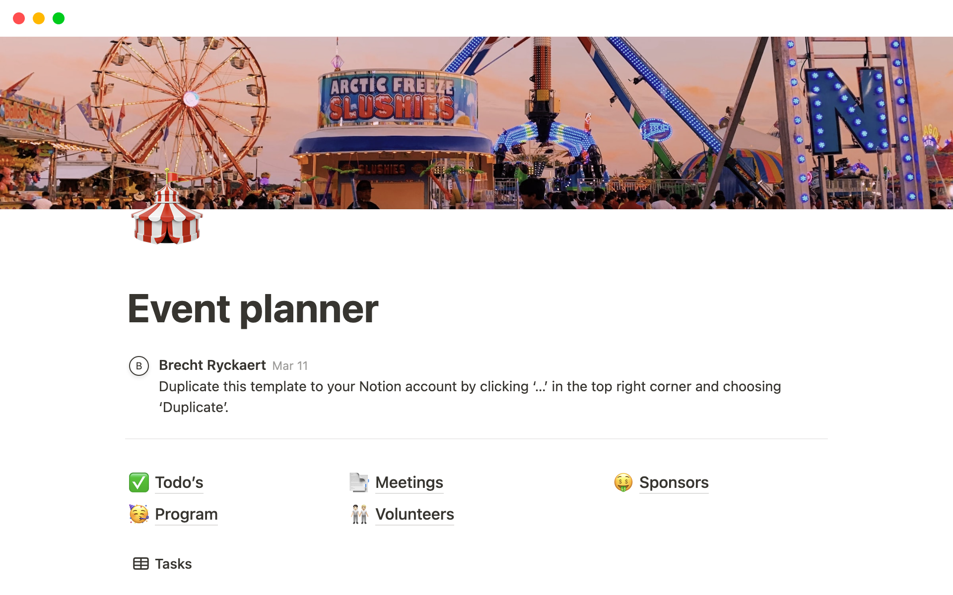 Event Planner is a dashboard for event planning, containing sponsorship and volunteer management, event planning schedule, task management and meeting notes.
