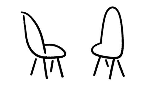 An illustration of two chairs facing each other.