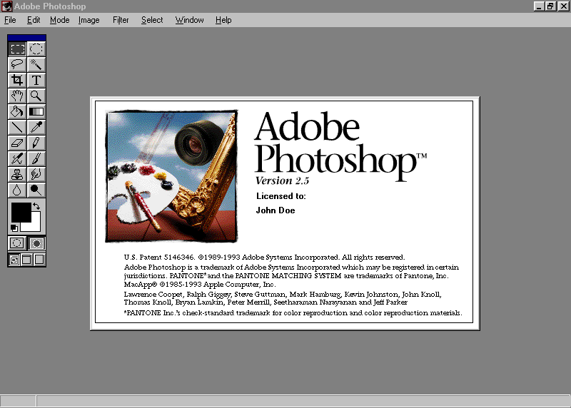 Photoshop 2.5 in 1992. Image from Twitter.