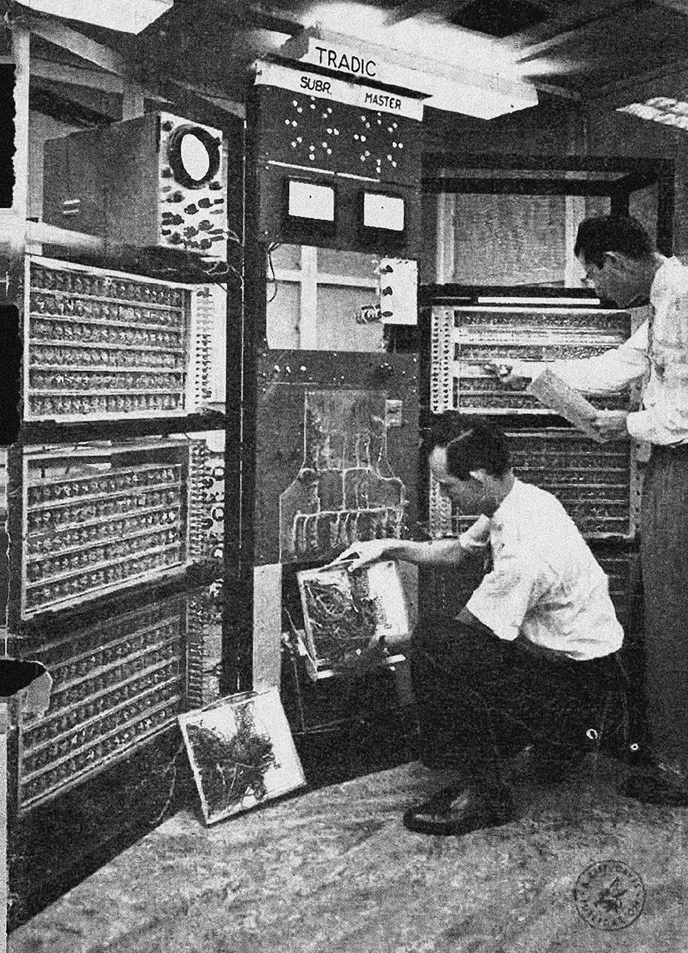 The first transistor-based computer, built at Bell Labs in 1954. Image from Wikimedia via Quartz.