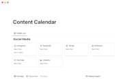 Notion Content Calendar Notion Template