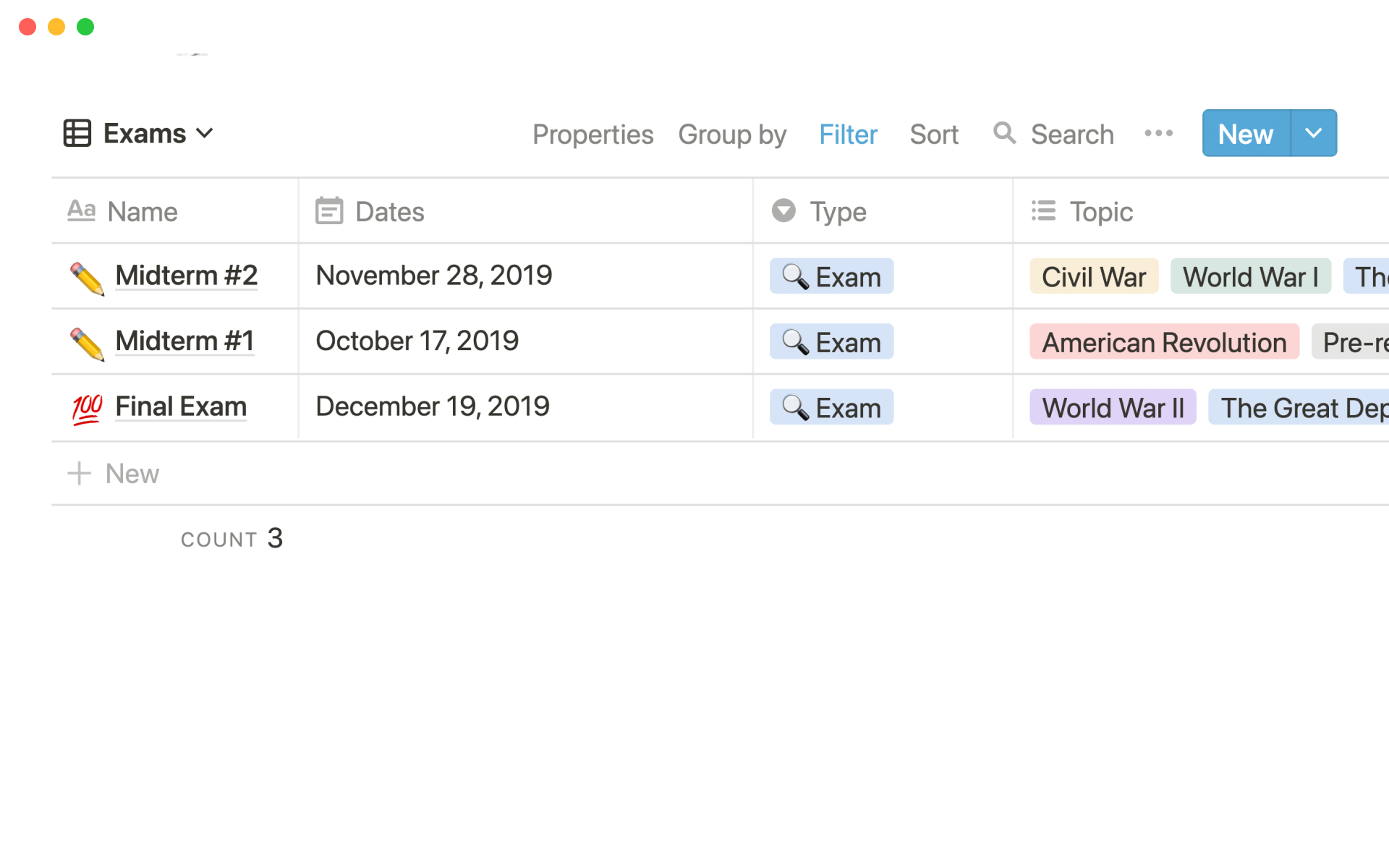 Course schedule | Notion Template
