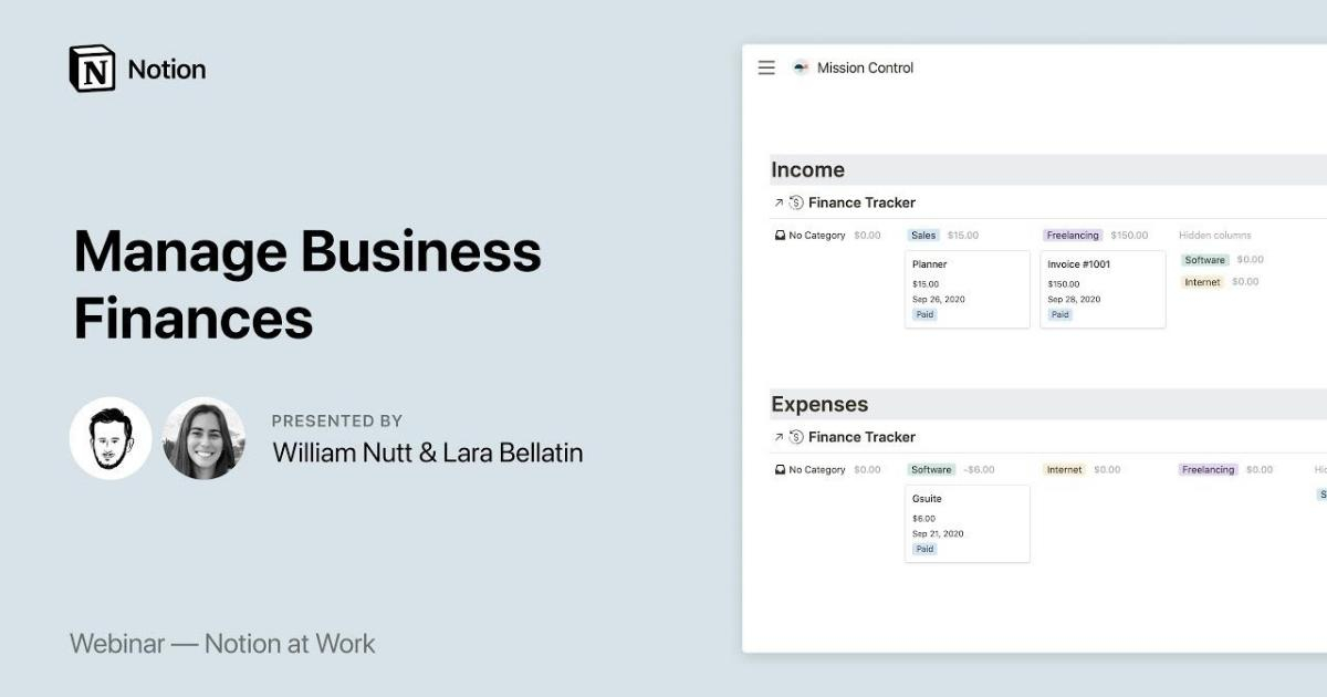 Notion at Work: Manage business finances