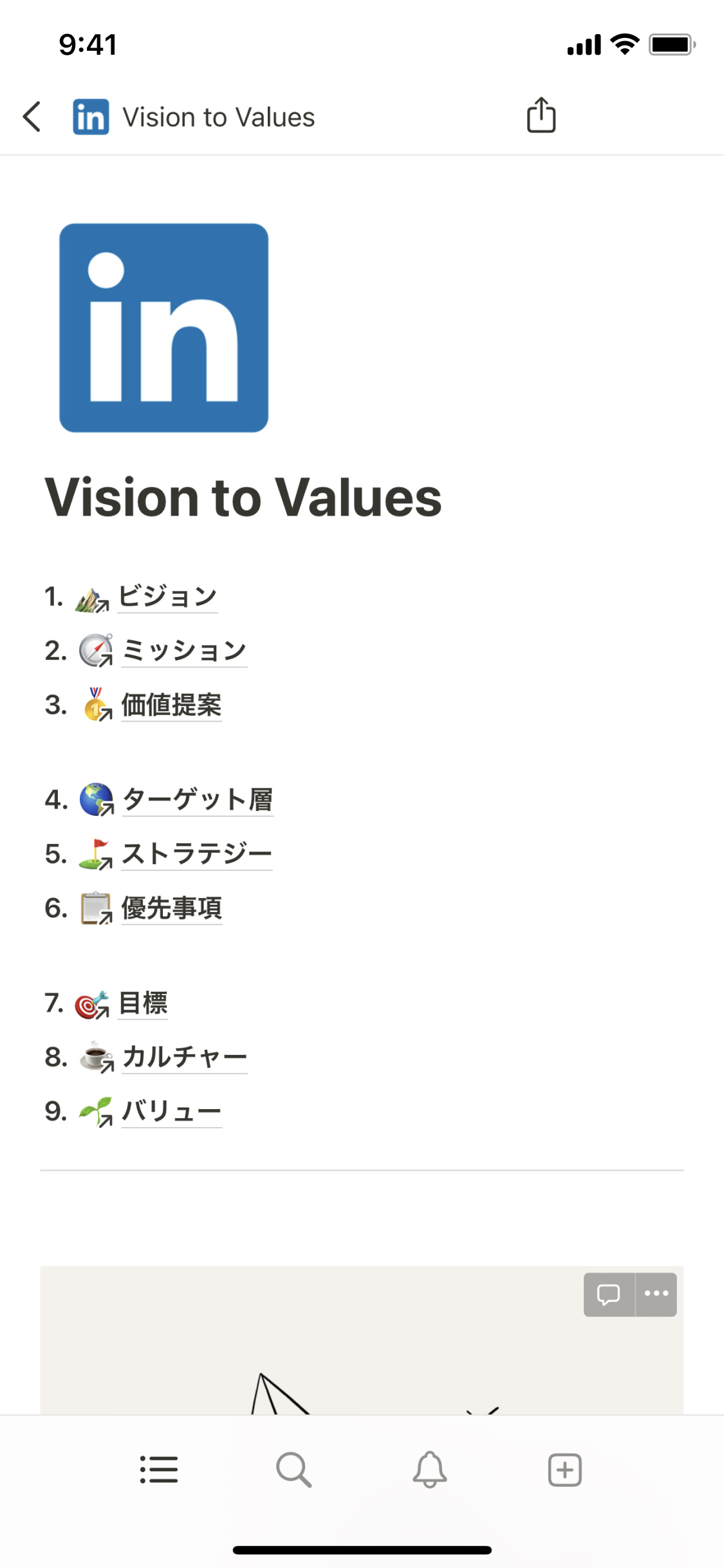 The mobile image for the Vision to values template