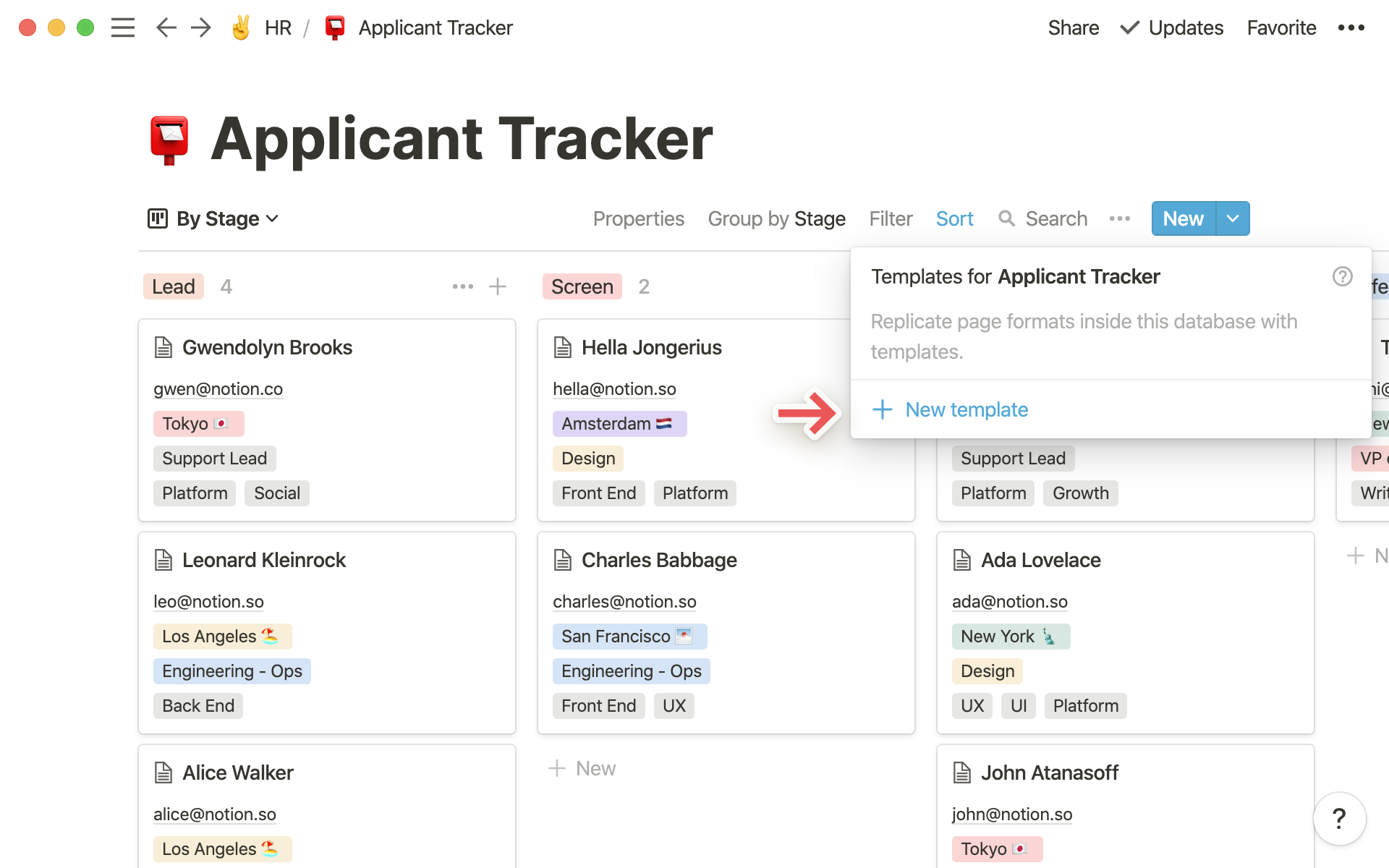 Applicant tracker on Notion