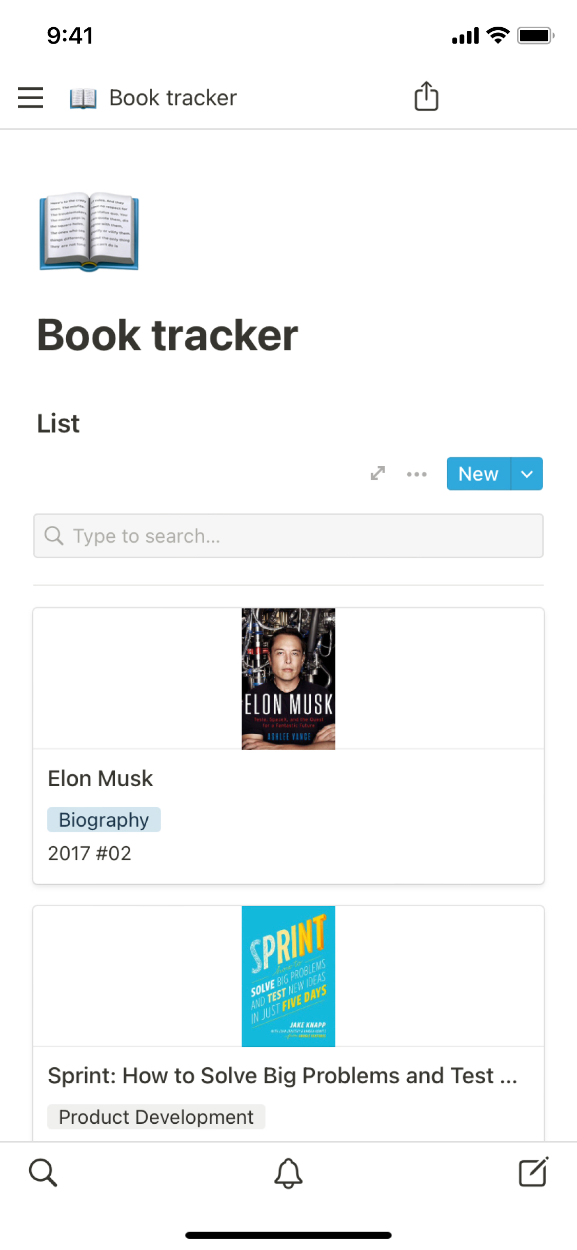 The mobile image for the Book tracker template