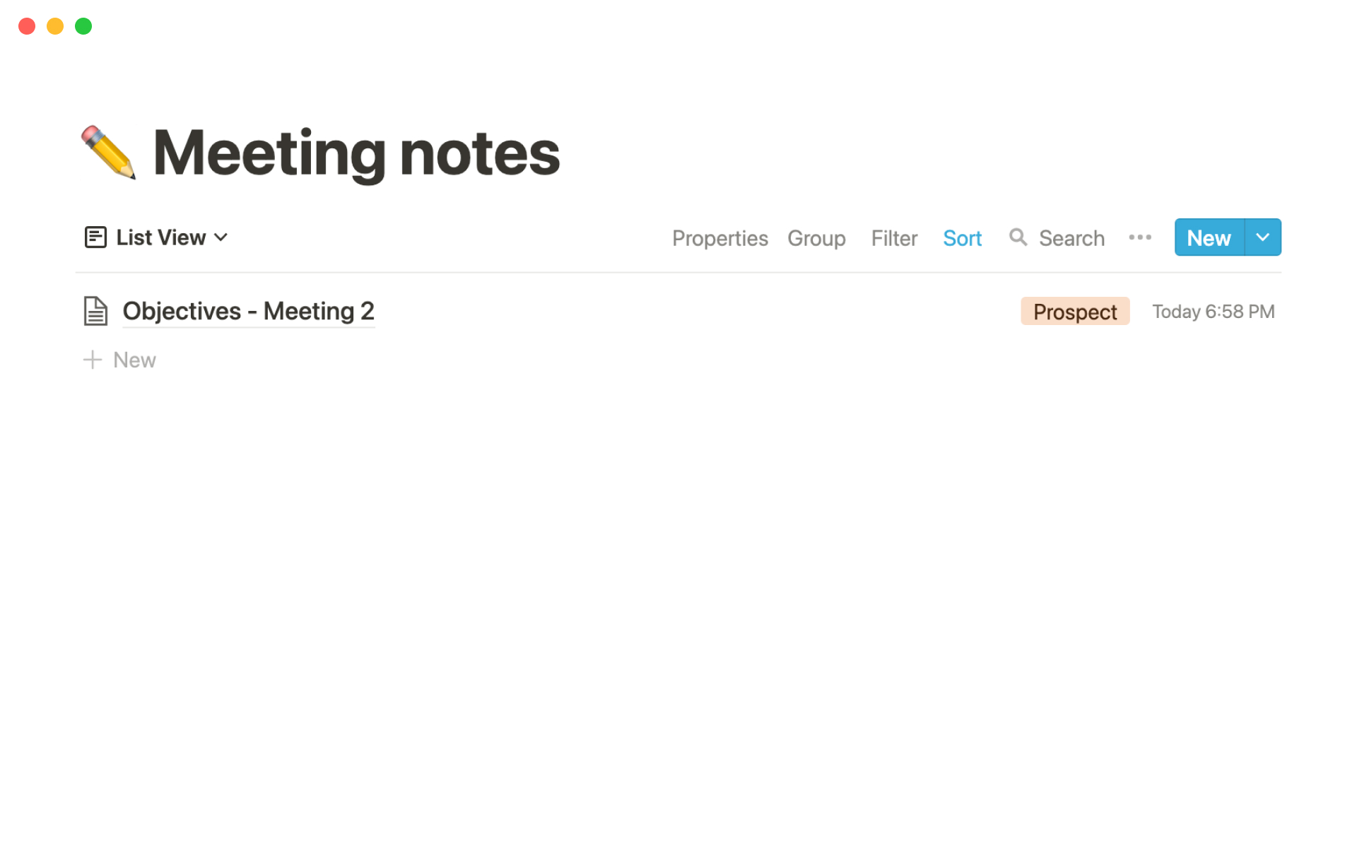 The desktop image for the Meeting notes template