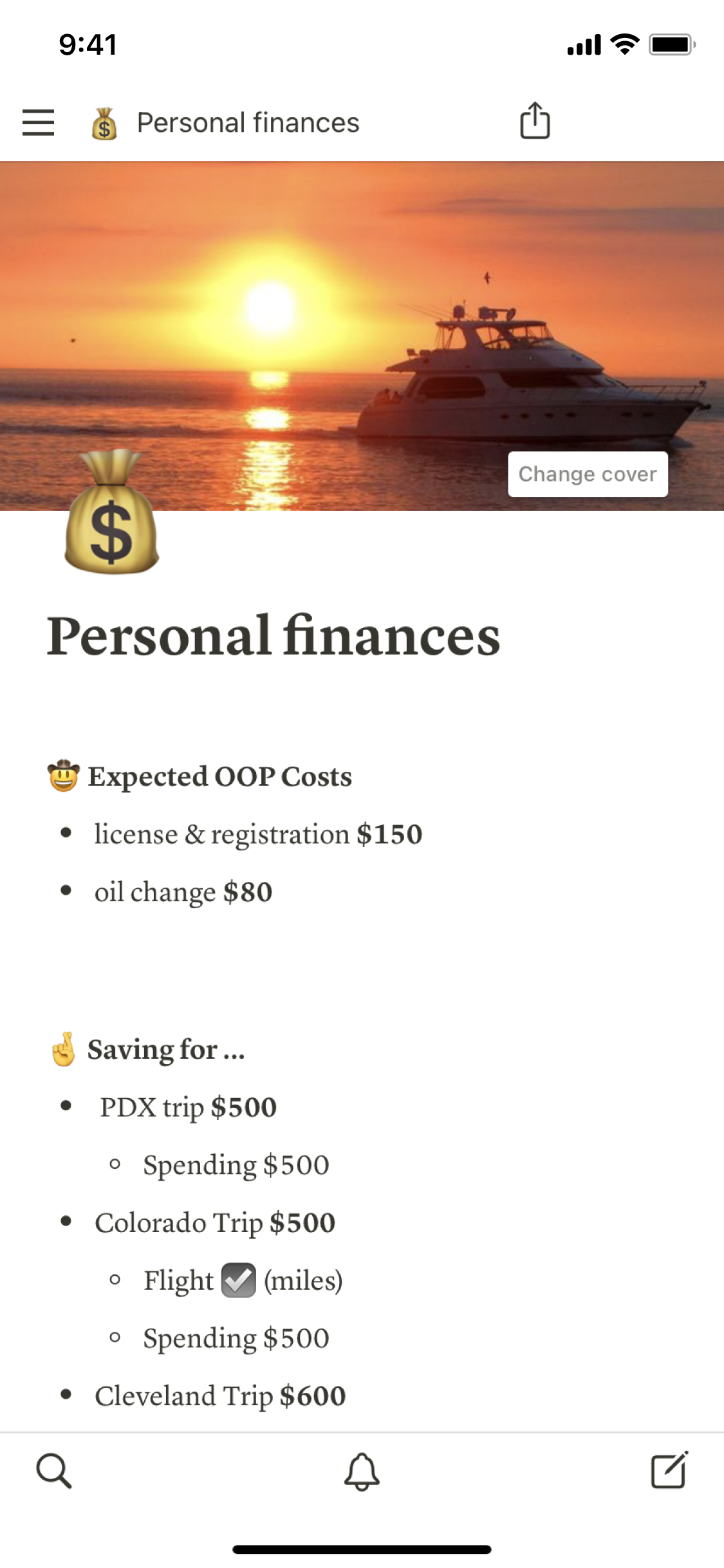 The mobile image for the Personal finances template
