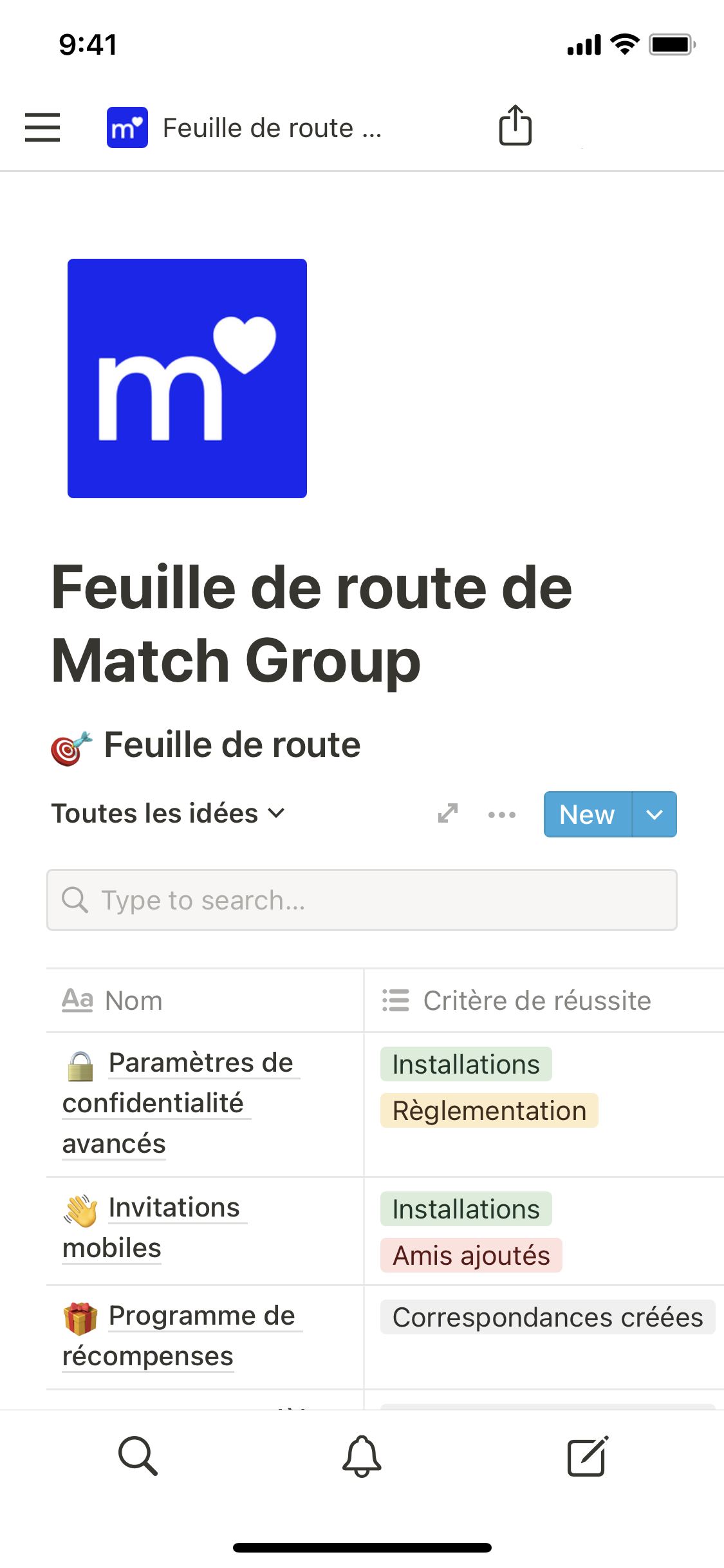 The mobile image for the Match Group's roadmap template