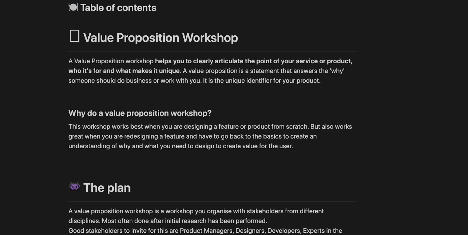 Notion’s value proposition workshop template walks you through the creation process step by step.