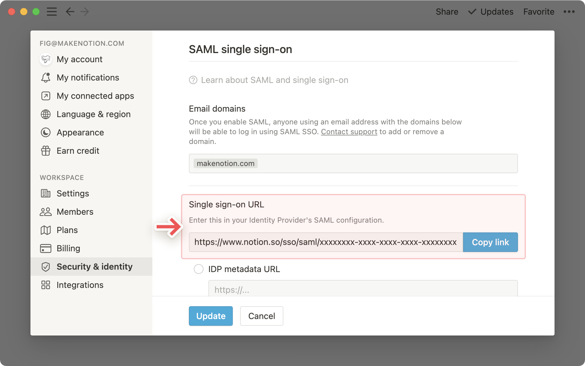 SAML SSO configuration