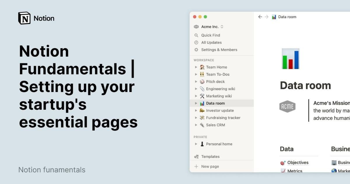 Notion Fundamentals: Setting up your startup's essential pages
