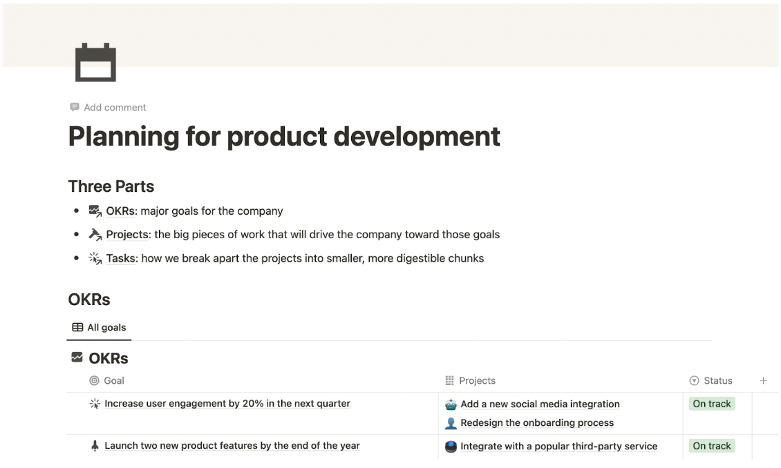 Planning for product developement