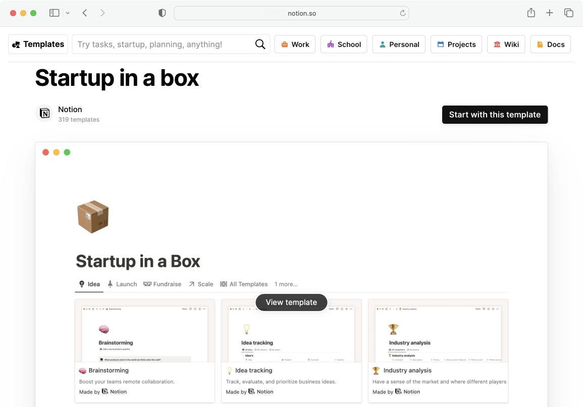 Startup in a box